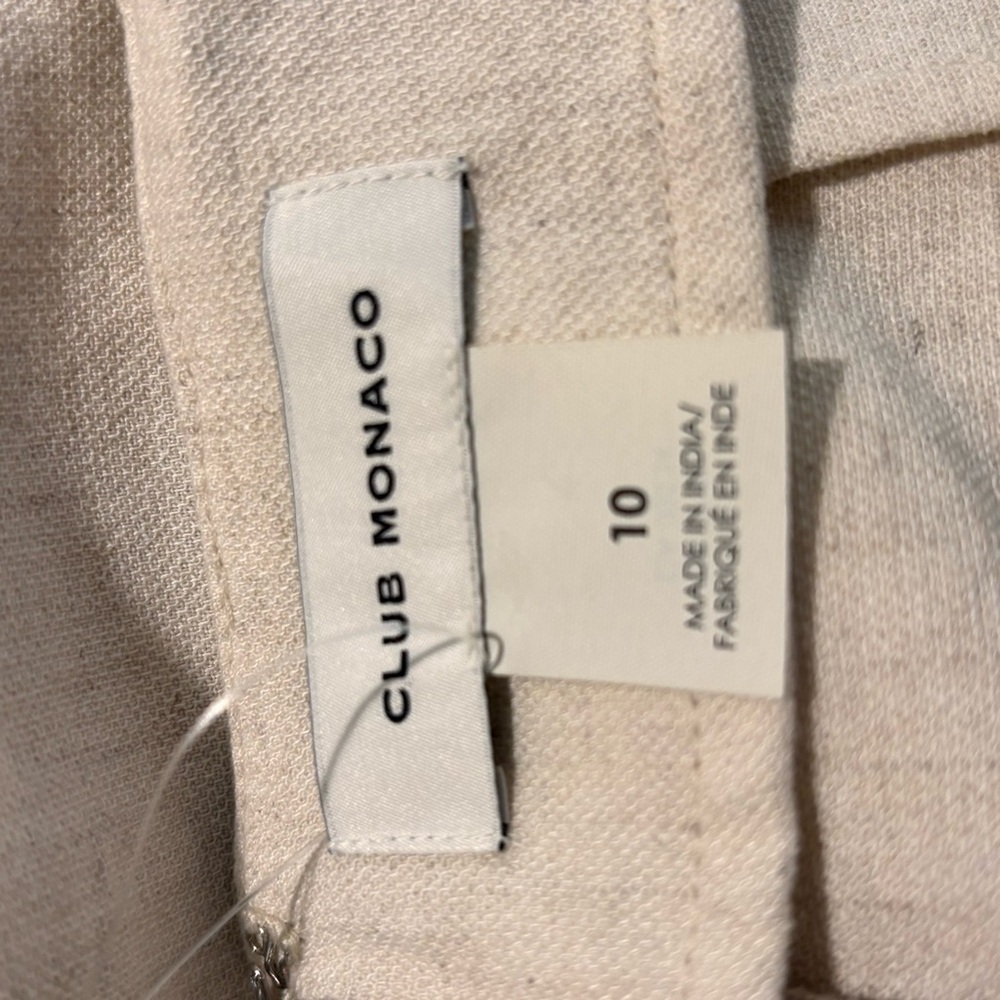 CLUB MONACO Sz 10 Open Back Jumpsuit Linen Cotton Tencel Blend Wide Leg NEW Ecru - Picture 13 of 16